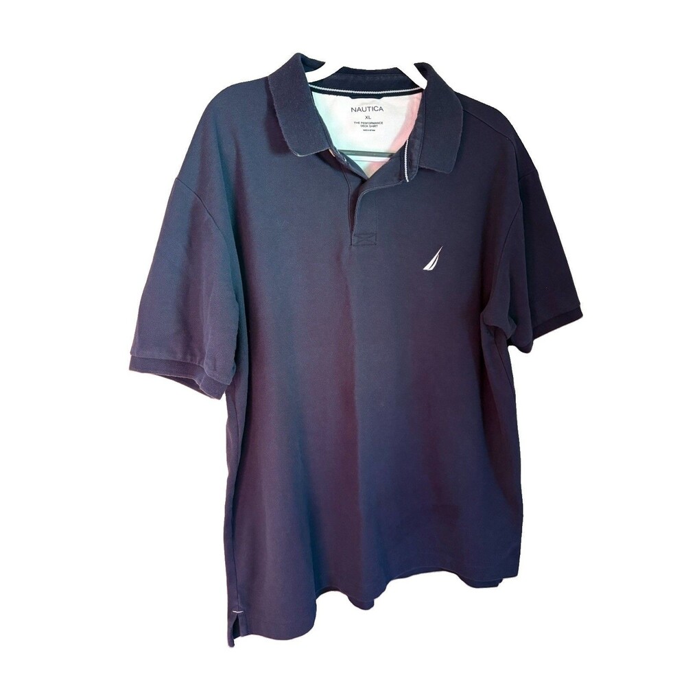Nautica Men’s Performance Deck Polo Shirt XL Navy Short Sleeve Solid Logo